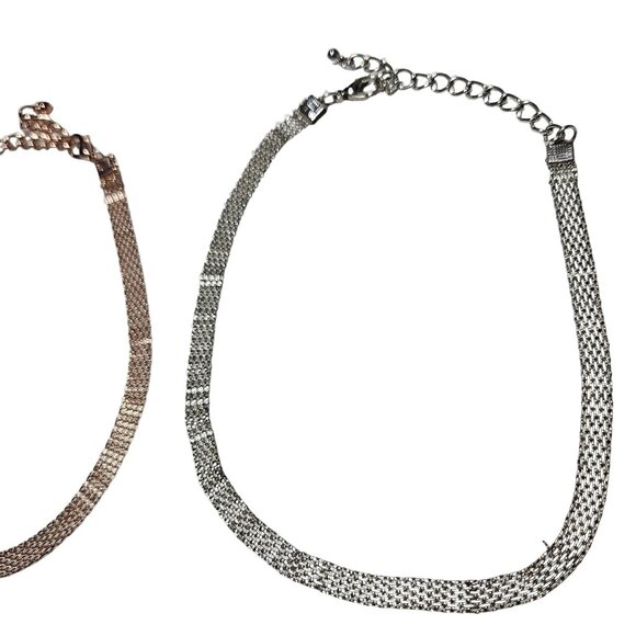 Elegant Mesh Chain Bracelets Rose Gold Silver and Gold Tone Set Of 3 Adjustable - Picture 3 of 9